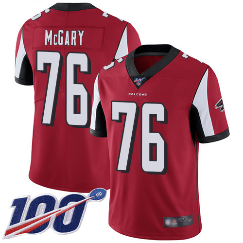 Atlanta Falcons Limited Red Men Kaleb McGary Home Jersey NFL Football #76 100th Season Vapor Untouchable->atlanta falcons->NFL Jersey